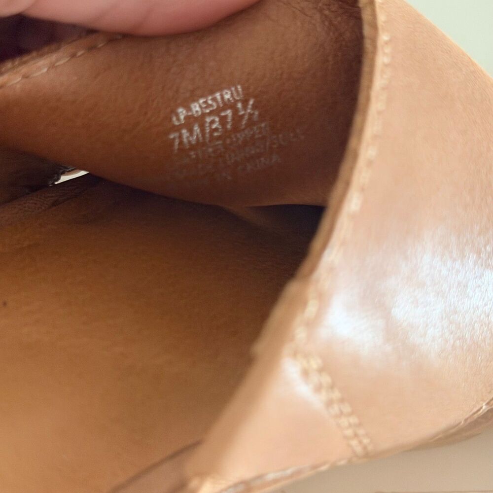 Lucky Brand Leather Mule Slides Women Size 7 Brown Tan Slip On Pointed Toe Fla - Picture 7 of 8